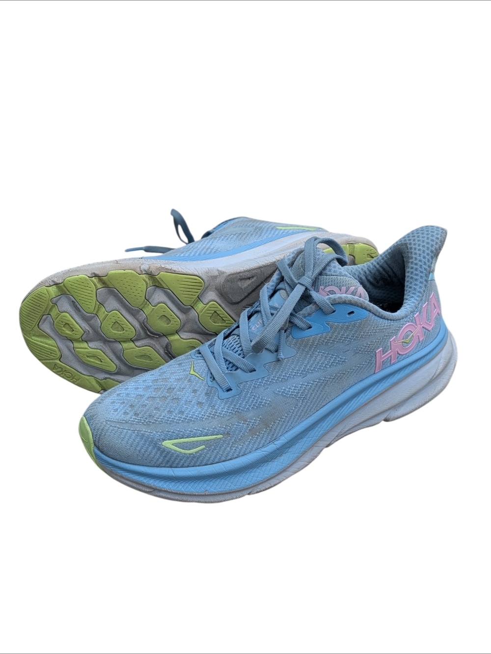 HOKA ONE ONE Women's Clifton 9 Running Shoes Size 9B Blue/Green/Pink Athletic